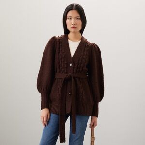 Toccin x RTR Brown Women's Puff Sleeve Cardigan